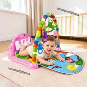 Tapis d’éveil Bébé Multifonction avec Arche et Jouets - Rose
