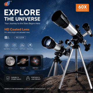 Télescope Astronomique avec Trépied, Boussole et Lentille Finder