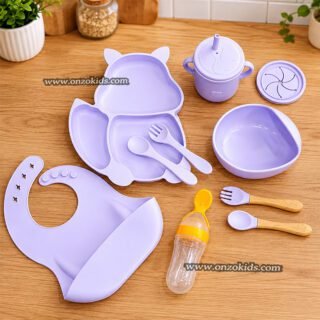 Set Repas Bébé En Silicone 9 Pièces Pour Bébé