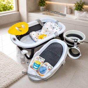 Baignoire Bébé Pliable Avec Kit d’Accessoires Complet 8 En 1 - Popypapa