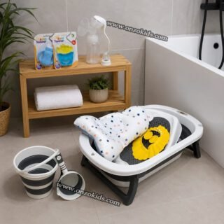 Baignoire Bébé Pliable Avec Kit d’Accessoires Complet 8 En 1 - Popypapa