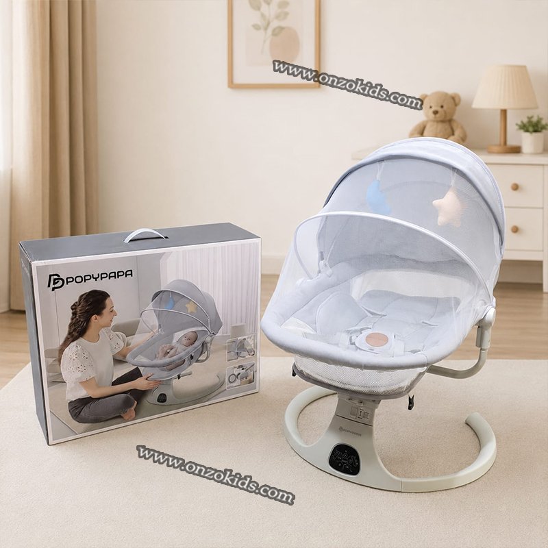 Berceau Balancelle Électrique Avec Télécommande Et Bluetooth 3 en 1 – Popypapa – Image 4
