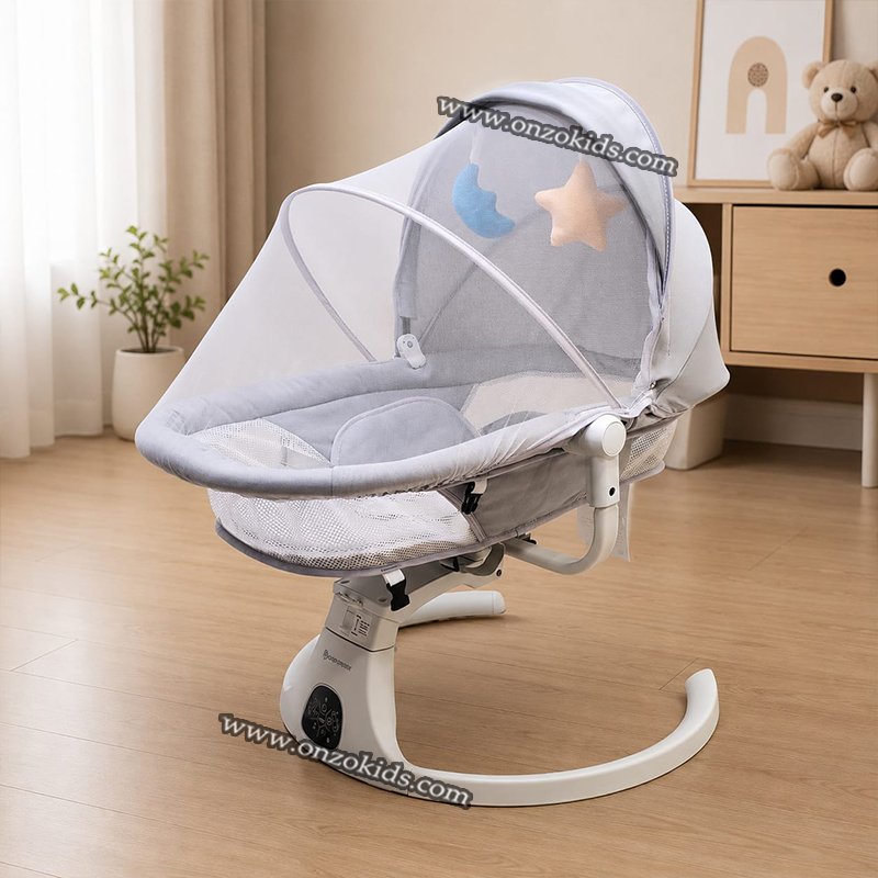 Berceau Balancelle Électrique Avec Télécommande Et Bluetooth 3 en 1 – Popypapa – Image 3