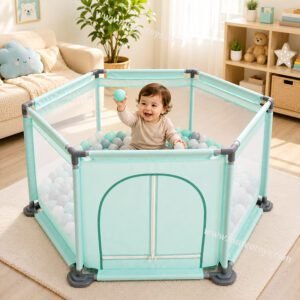 Parc de jeu portable avec filet respirant pour enfants Fun World - Bleu Vert