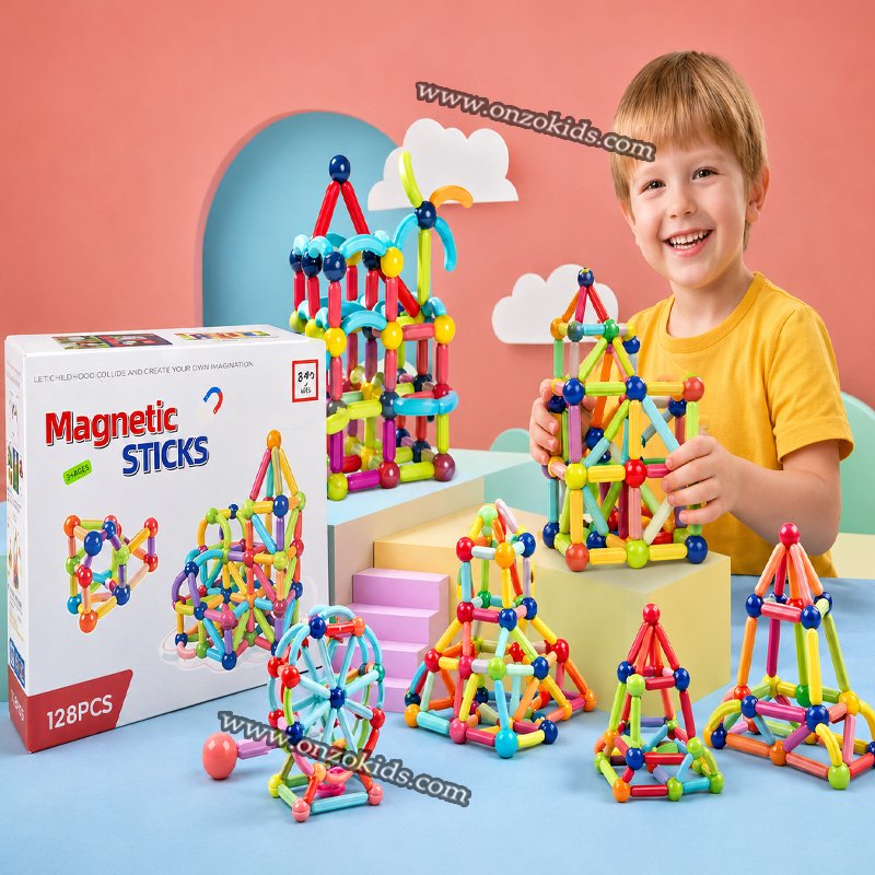 Jeux de construction magnétiques – 128 pièces