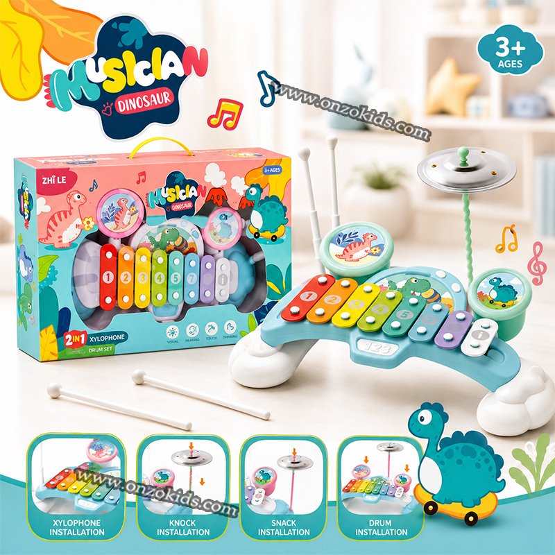 Xylophone Bébé 2En1 Piano Éducatif Dinosaure