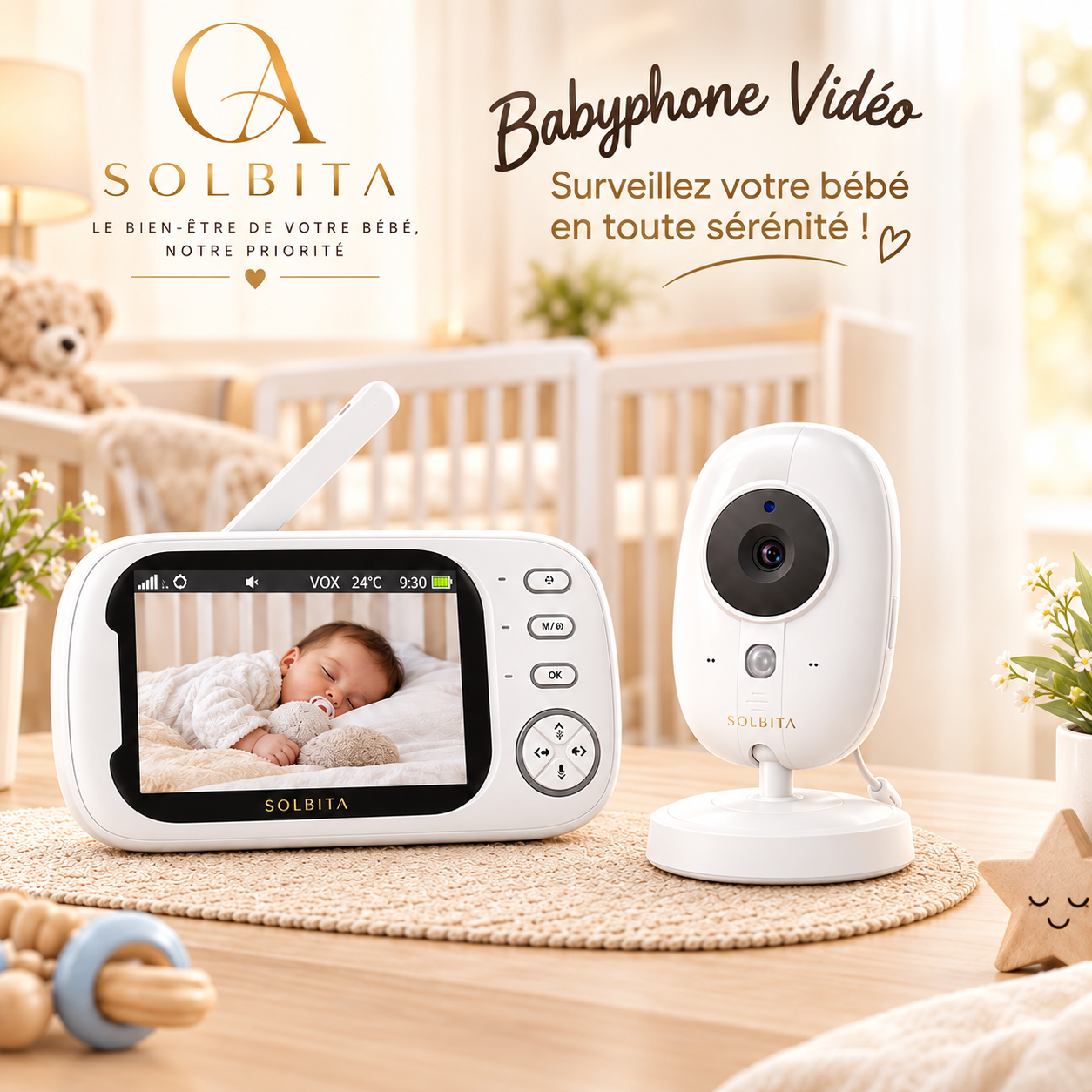Babyphone vidéo, Camera pour bébé - Solbita