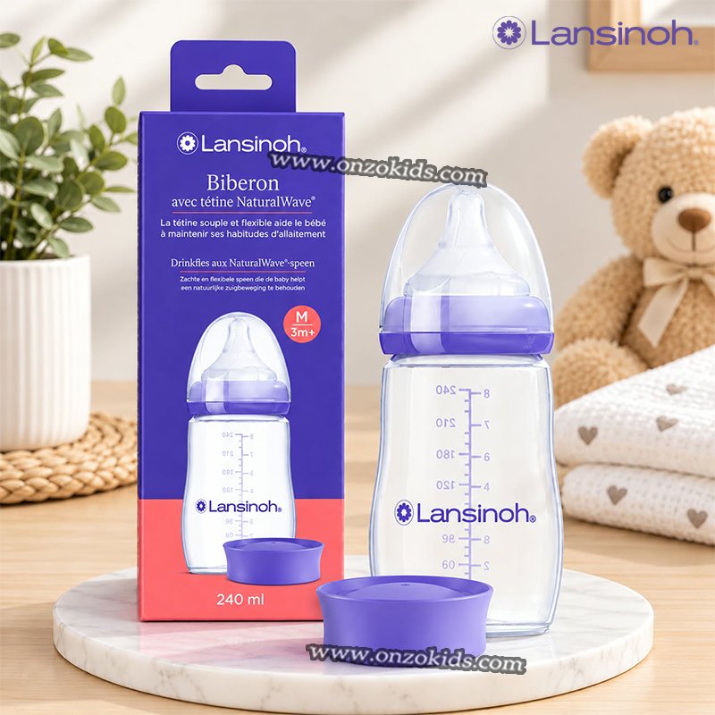 Biberon en plastique 3m+ 240 ml - Lansinoh
